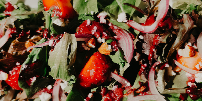 Strawberry Rocket salad made famous by B66 the best brunch restaurant in Flagstaff, Arizona.